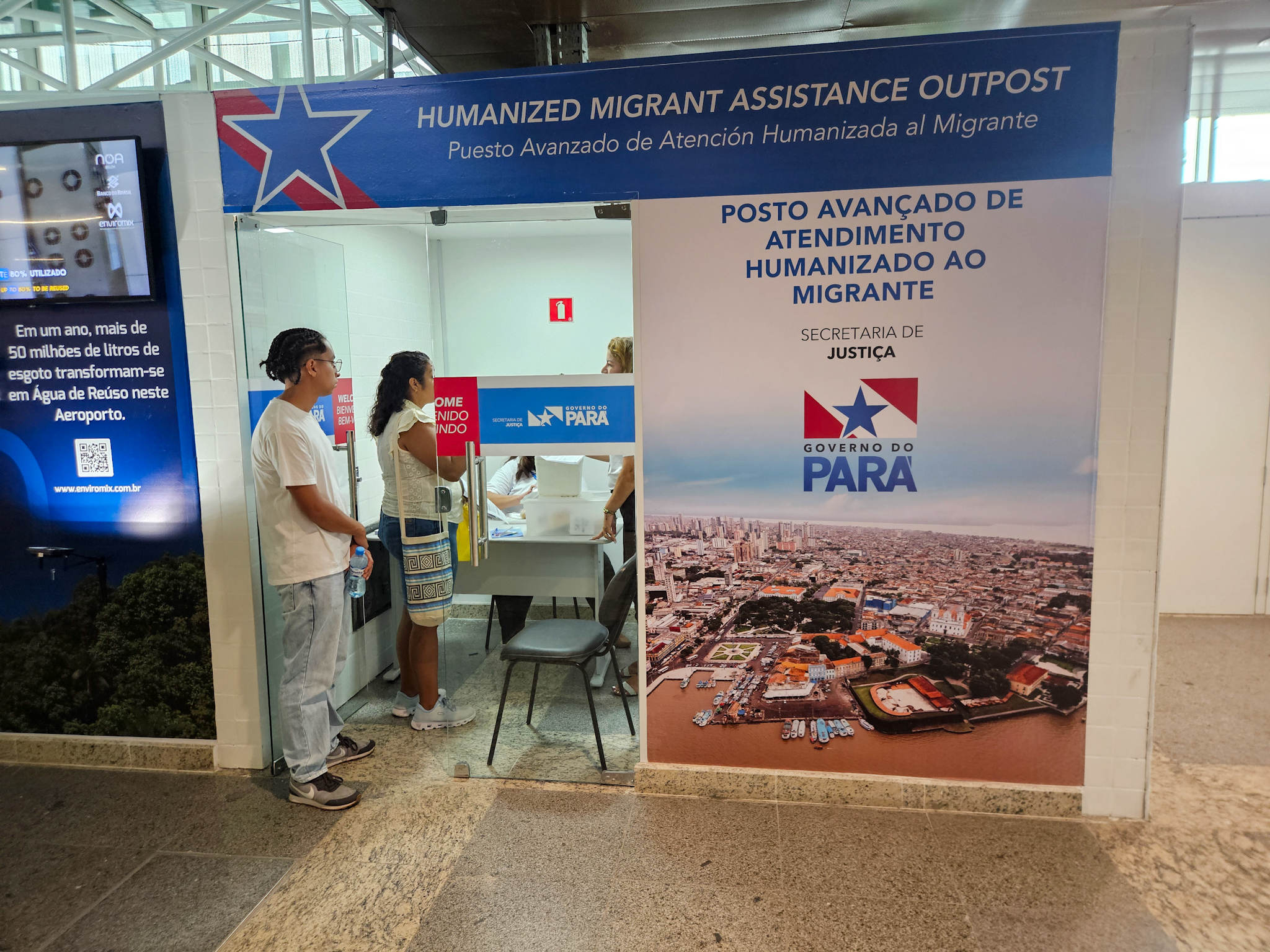 Posto de atendimento ao migrante, no Aeroporto Internacional de Belém